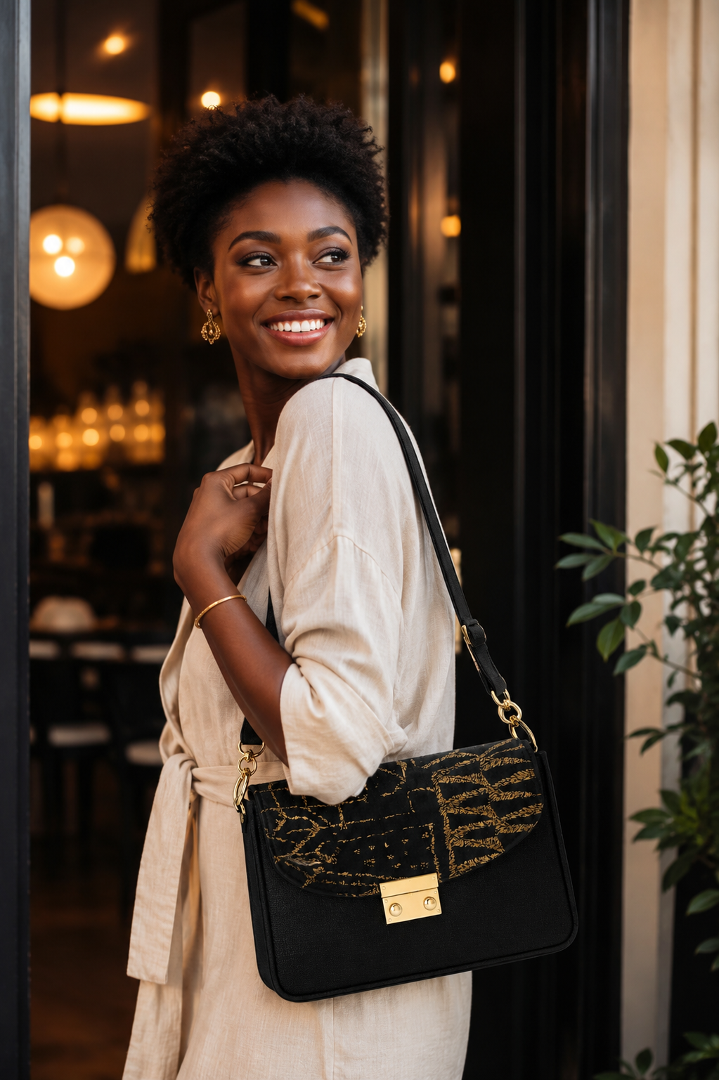 Sac Bogolan prestige noir et or